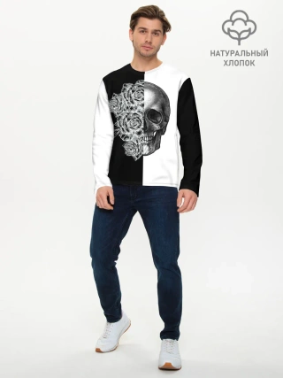 Мужской лонгслив базовый / SkullRose Sketch