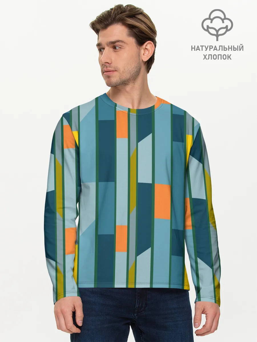 Мужской лонгслив базовый / Абстракция в стиле модерн
