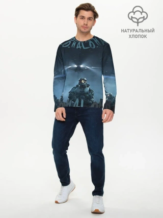 Мужской лонгслив базовый / Halo calligraphy