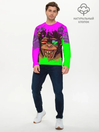 Мужской лонгслив базовый / 3D Neon Monkey