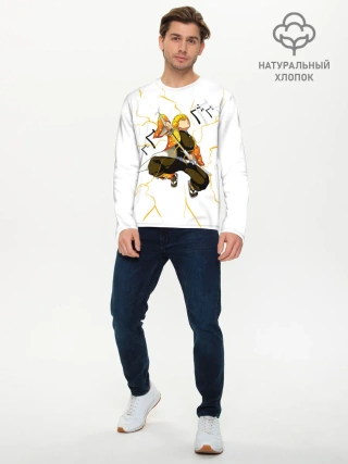 Мужской лонгслив базовый / Agatsuma Zenitsu Kimetsu no Yaiba