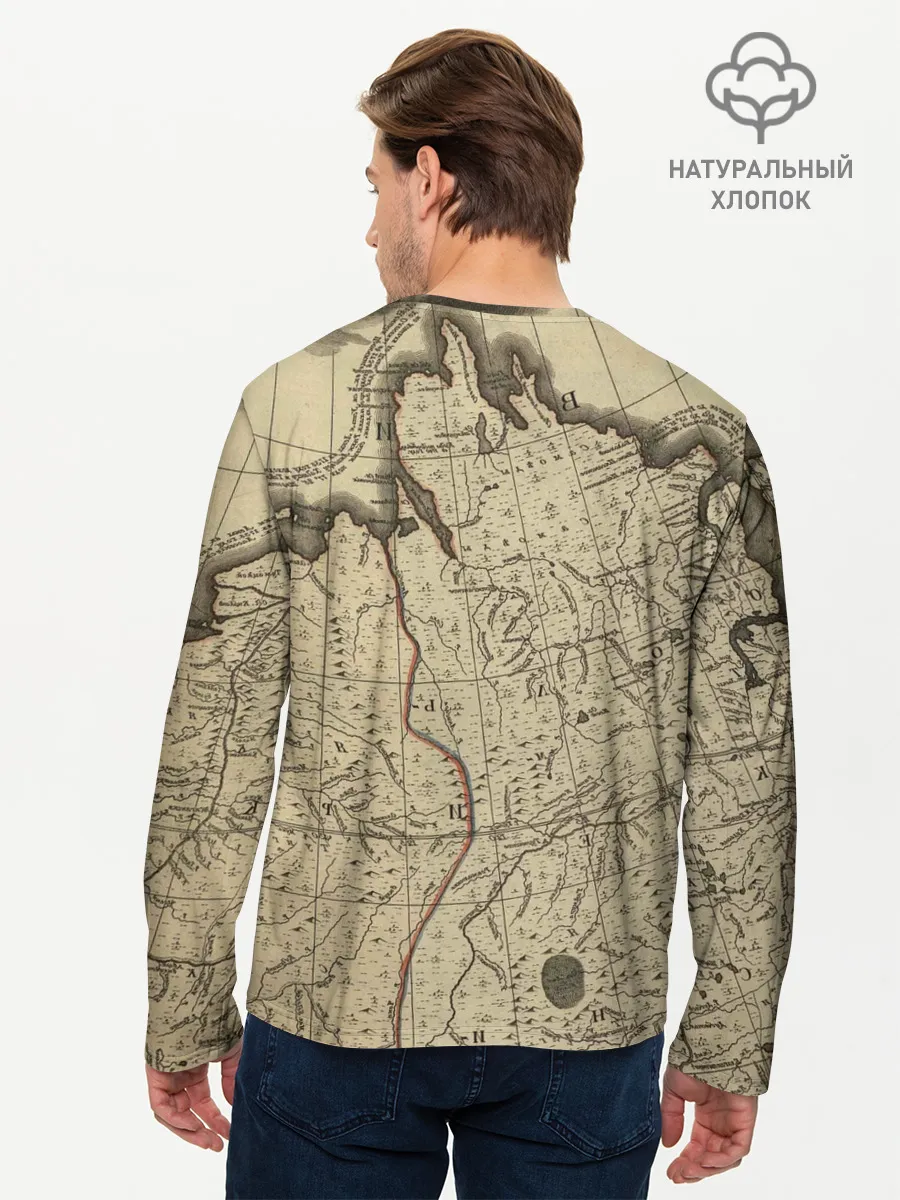 Мужской лонгслив базовый / Морская Карта