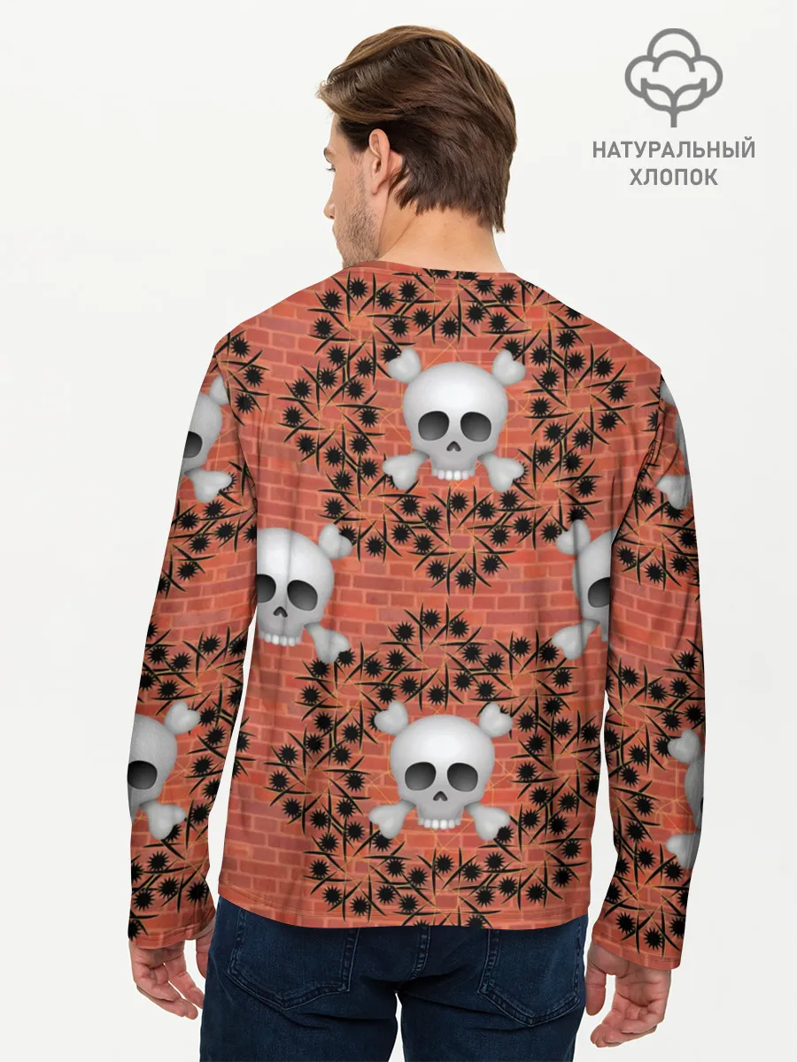 Мужской лонгслив базовый / Кирпичные черепа