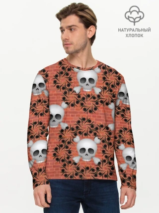 Мужской лонгслив базовый / Кирпичные черепа