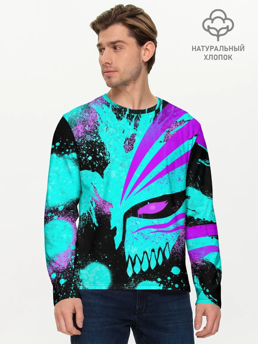 Мужской лонгслив базовый / БЛИЧ МАСКА ПУСТОГО НЕОН