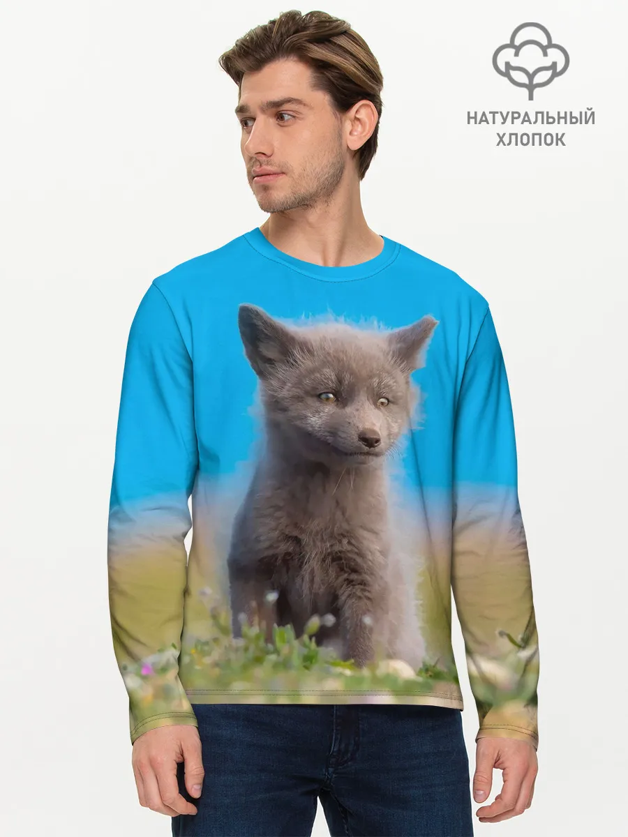 Мужской лонгслив базовый / Смешной лисенок