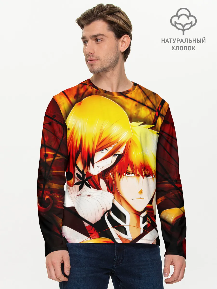 Мужской лонгслив базовый / Ичиго Куросаки и Орихиме Иноуэ
