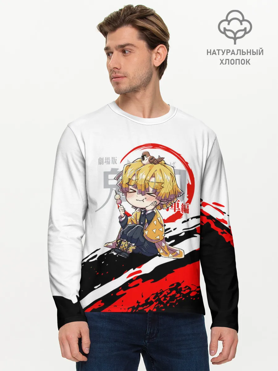 Мужской лонгслив базовый / Agatsuma Zenitsu Kimetsu no Yaiba