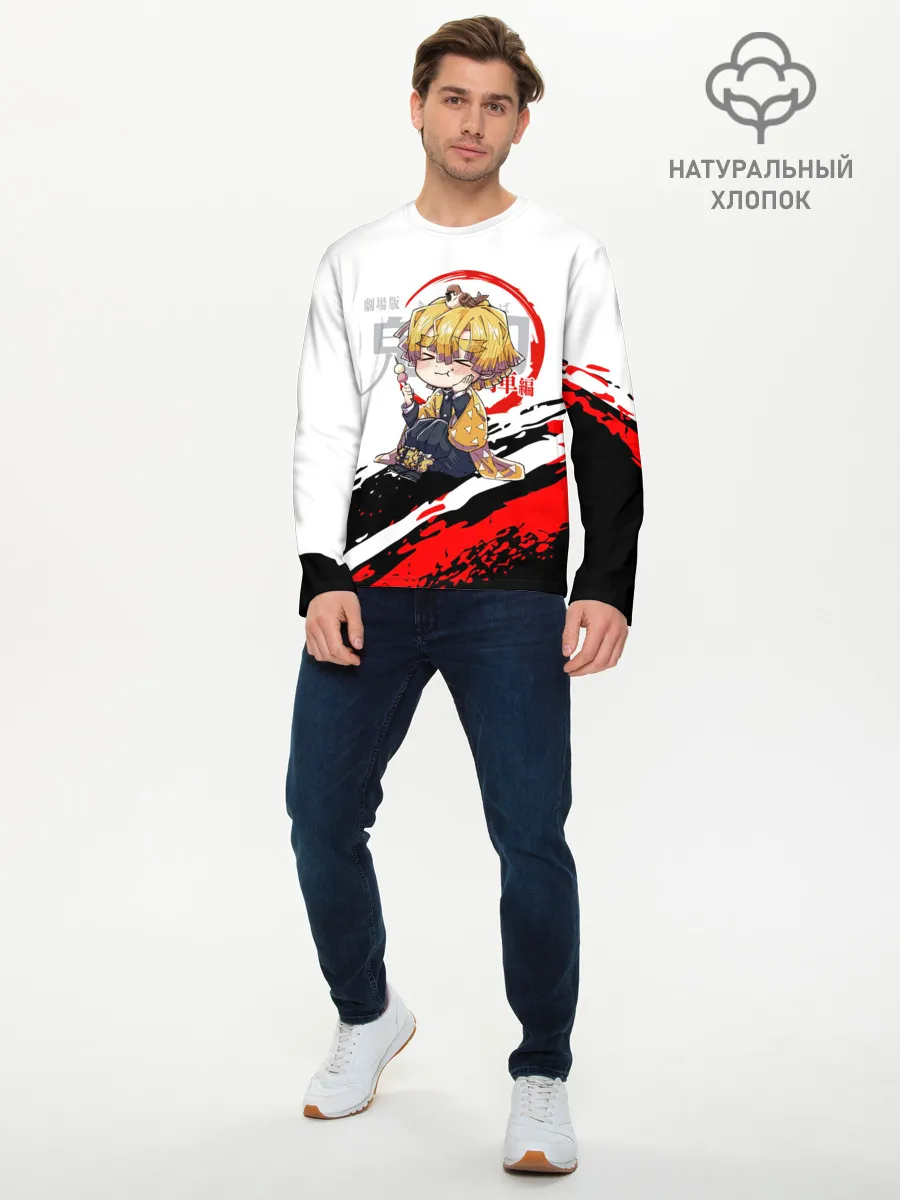 Мужской лонгслив базовый / Agatsuma Zenitsu Kimetsu no Yaiba