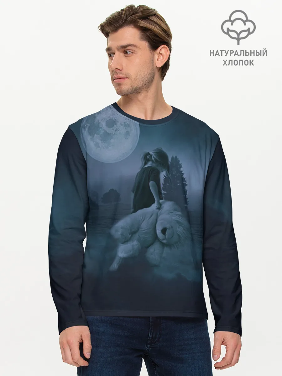 Мужской лонгслив базовый / Девочка и полнолуние