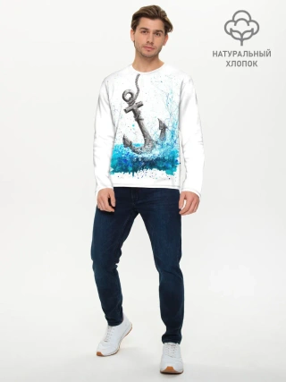 Мужской лонгслив базовый / Якорь На Холсте