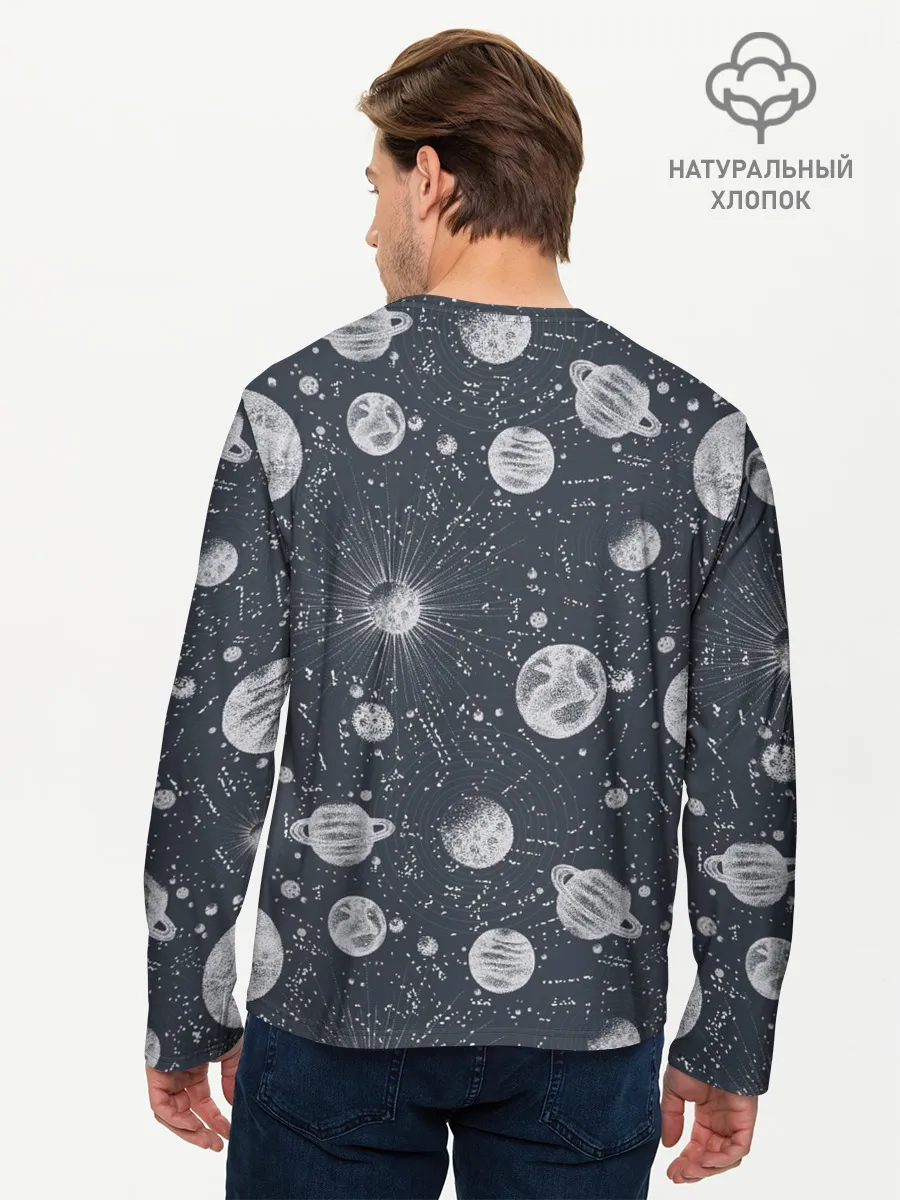Мужской лонгслив базовый / Звезды, планеты и созвездия