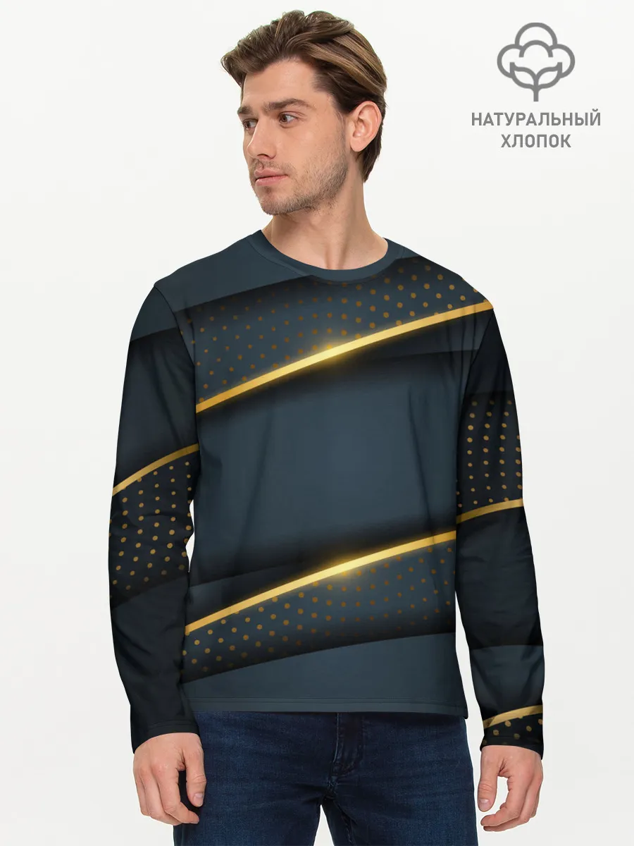 Мужской лонгслив базовый / 3D luxury gold