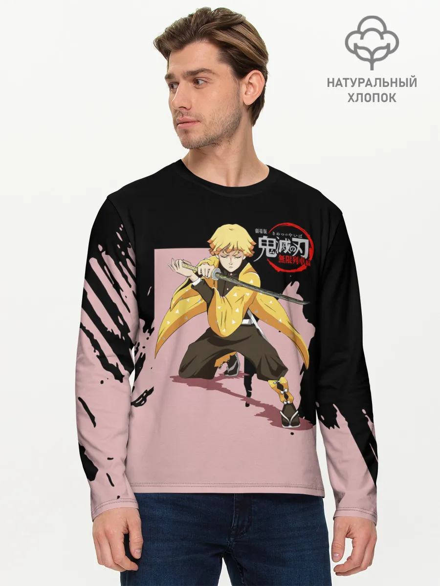 Мужской лонгслив базовый / Зеницу Агацума Kimetsu no Yaiba