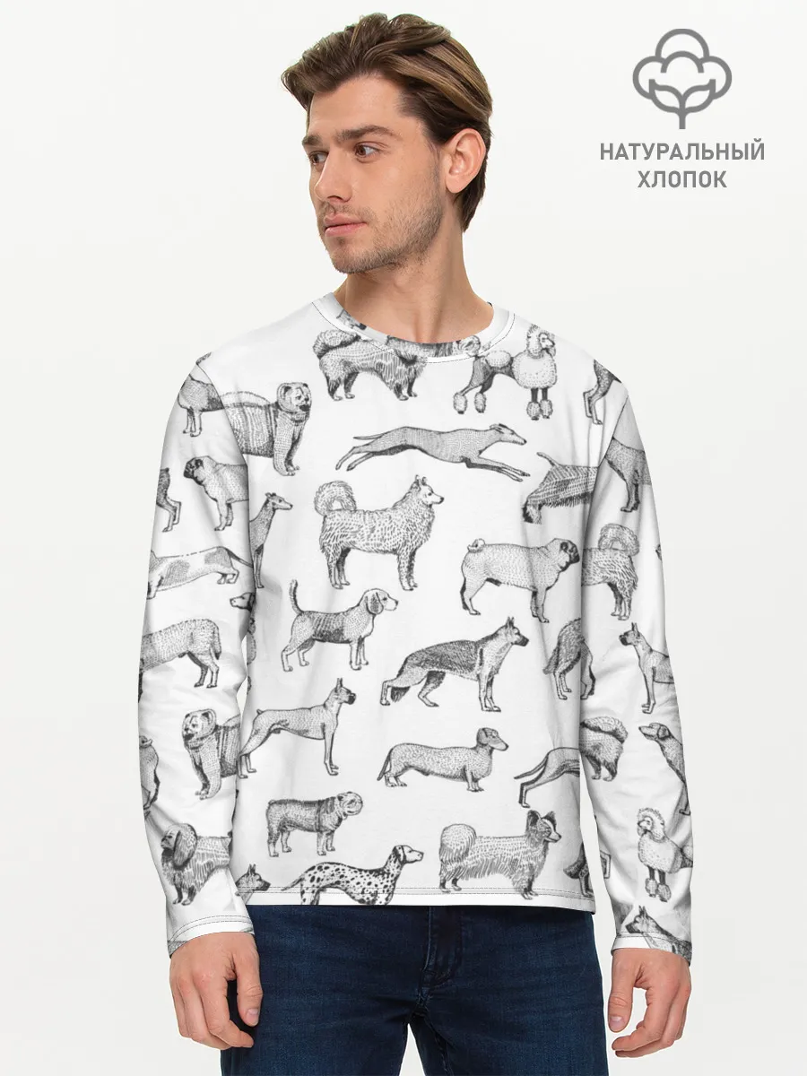 Мужской лонгслив базовый / ПОРОДЫ СОБАК С ФОТОГРАФИЯМИ