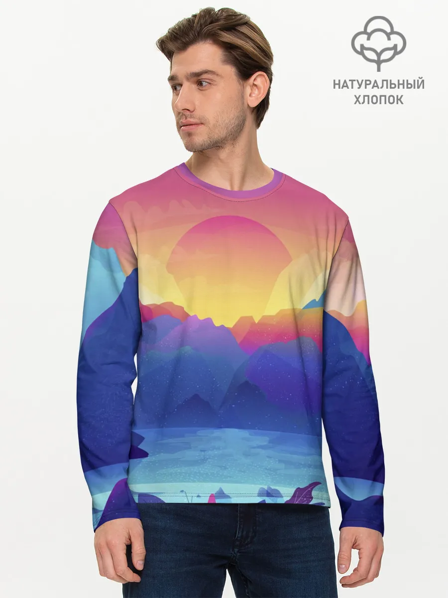 Мужской лонгслив базовый / Красочные Горы
