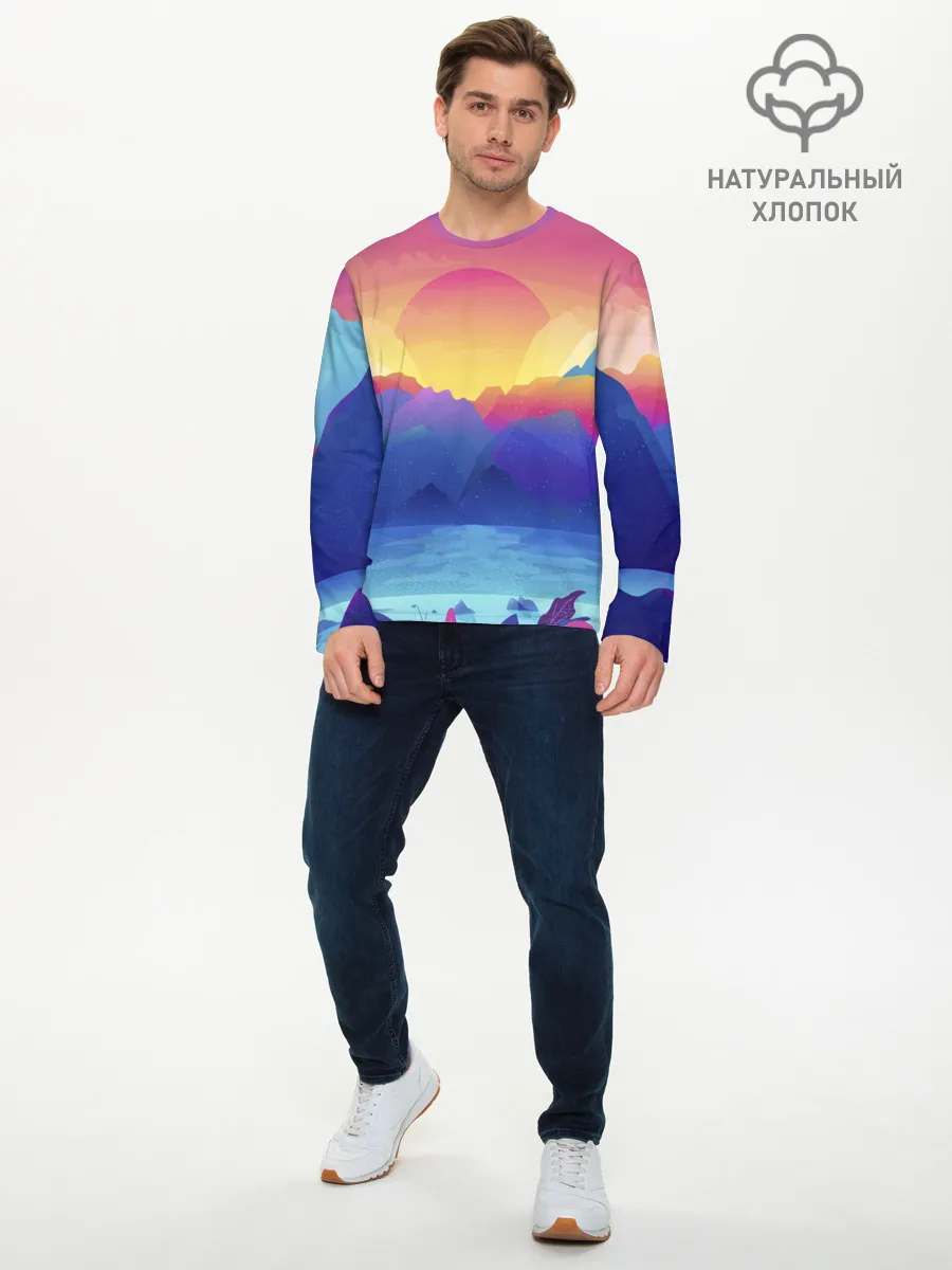 Мужской лонгслив базовый / Красочные Горы