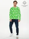 Мужской лонгслив базовый / Ромашки на зелёном фоне