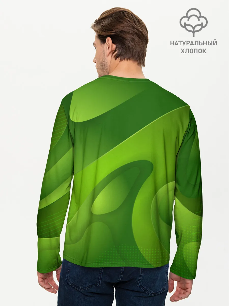 Мужской лонгслив базовый / 3d Green abstract