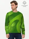 Мужской лонгслив базовый / 3d Green abstract