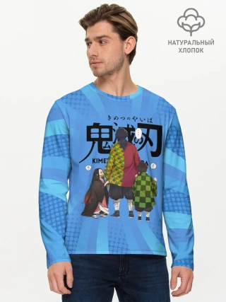 Мужской лонгслив базовый / Незуко Гию и Танджиро