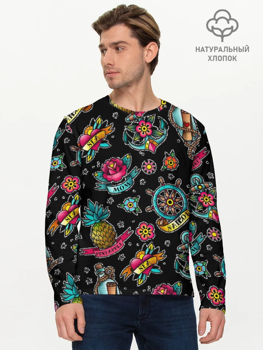 Мужской лонгслив базовый / Old school Sailor