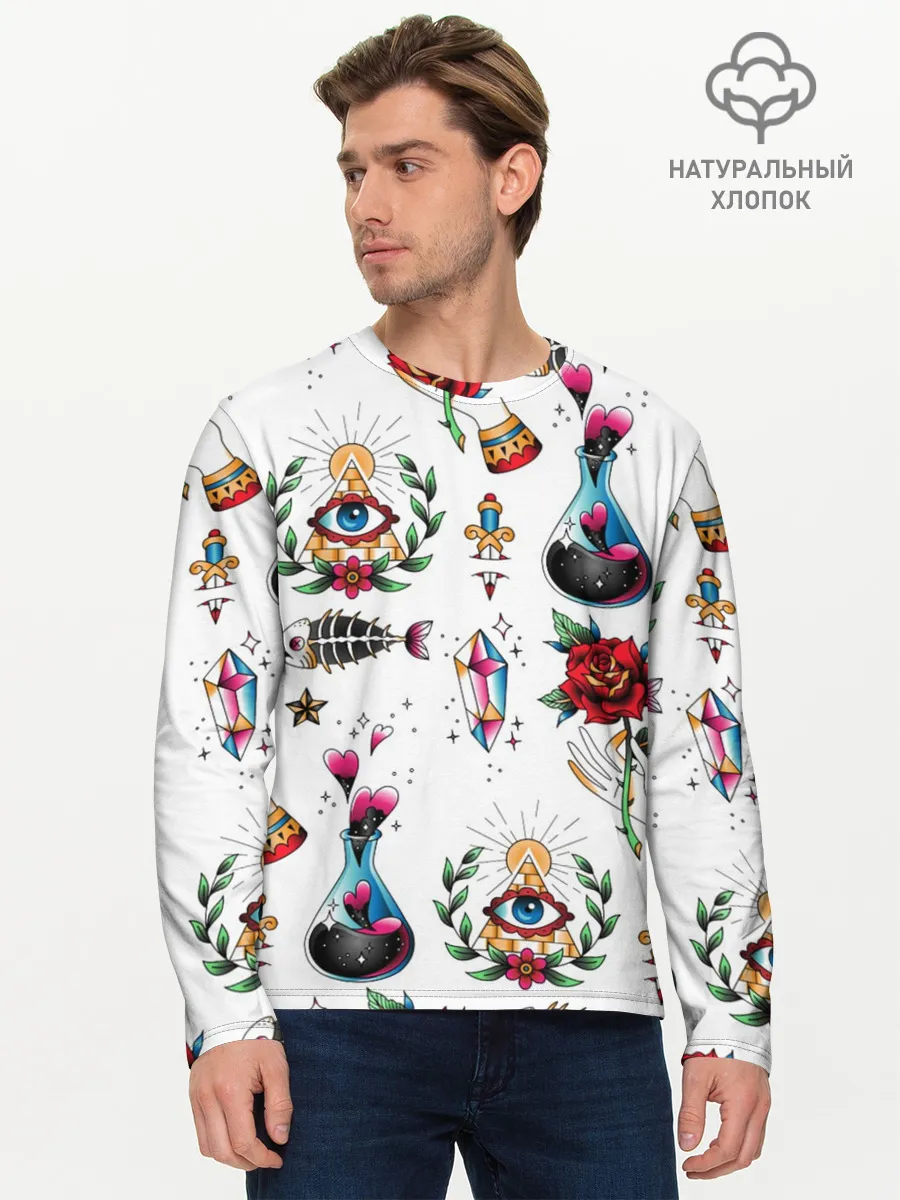 Мужской лонгслив базовый / Old school tattoo