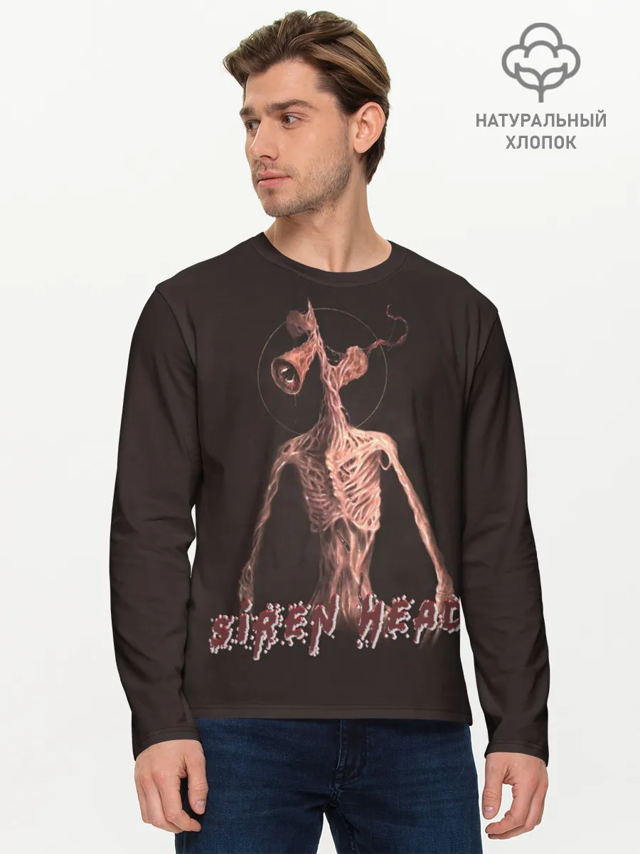 Мужской лонгслив базовый / Siren Head Надпись