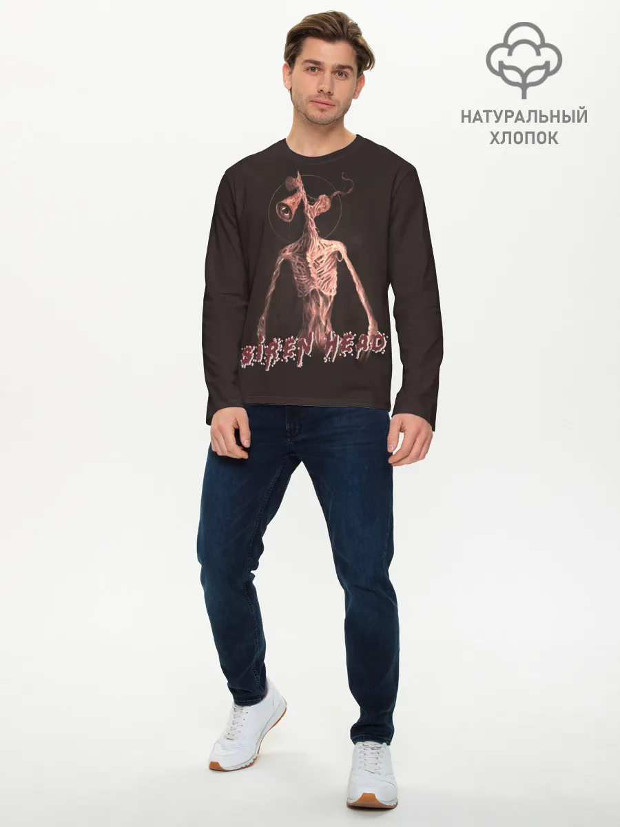 Мужской лонгслив базовый / Siren Head Надпись