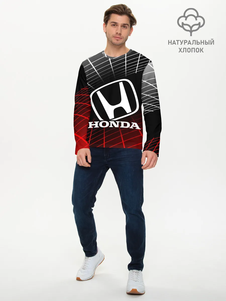 Мужской лонгслив базовый / HONDA / ХОНДА / СЕТКА