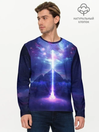 Мужской лонгслив базовый / Яркий взрыв в космосе