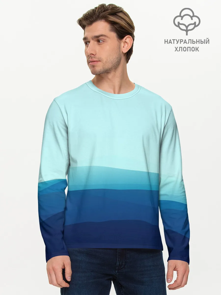 Мужской лонгслив базовый / Море