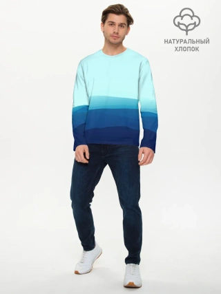 Мужской лонгслив базовый / Море