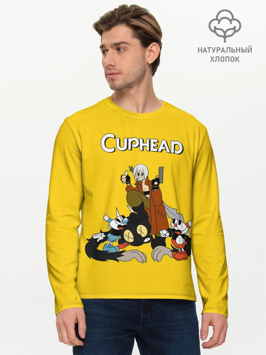 Мужской лонгслив базовый / Cuphead x DMC
