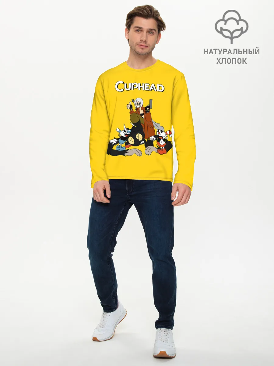 Мужской лонгслив базовый / Cuphead x DMC