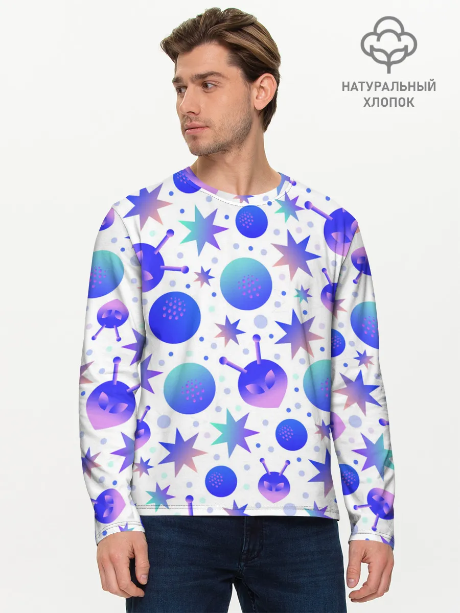 Мужской лонгслив базовый / Яркая галактика