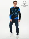 Мужской лонгслив базовый / 3D luxury blue 3Д СОТЫ и плиты