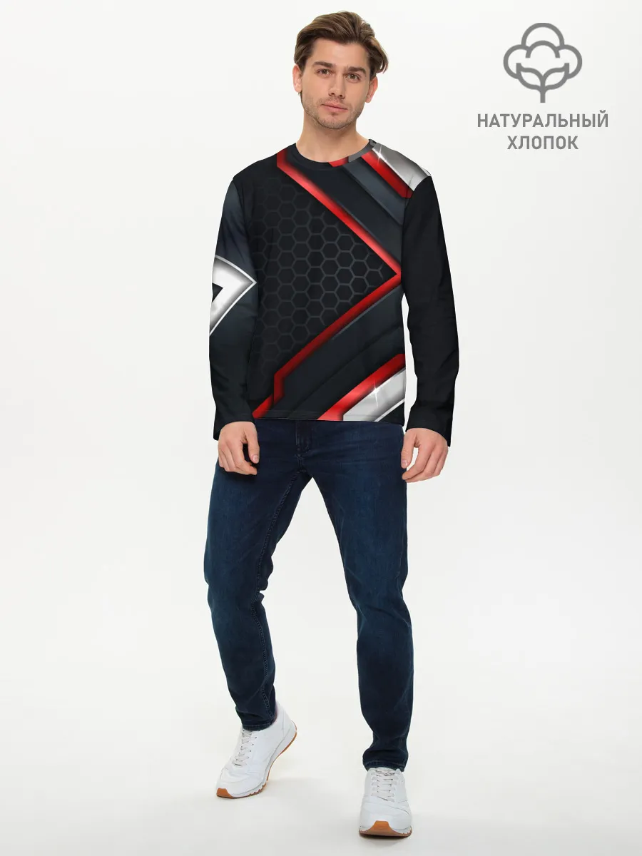 Мужской лонгслив базовый / luxury Black 3D СОТЫ