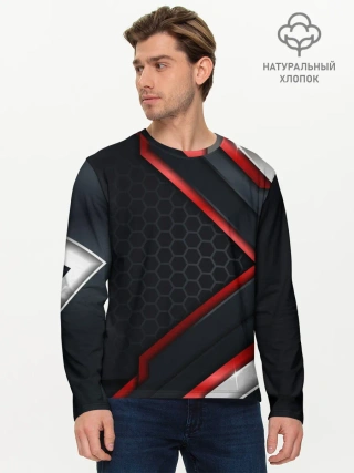 Мужской лонгслив базовый / luxury Black 3D СОТЫ
