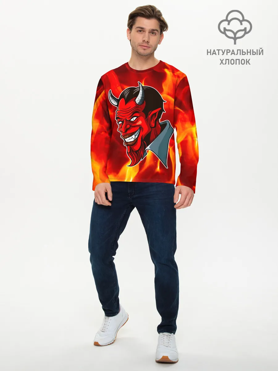 Мужской лонгслив базовый / The devil is on fire