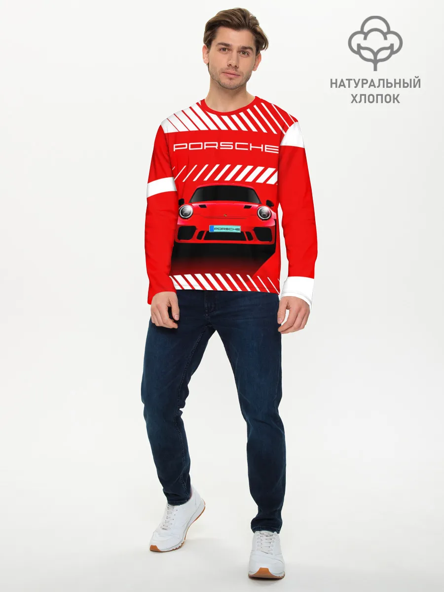 Мужской лонгслив базовый / PORSCHE / ПОРШЕ / RED STYLE