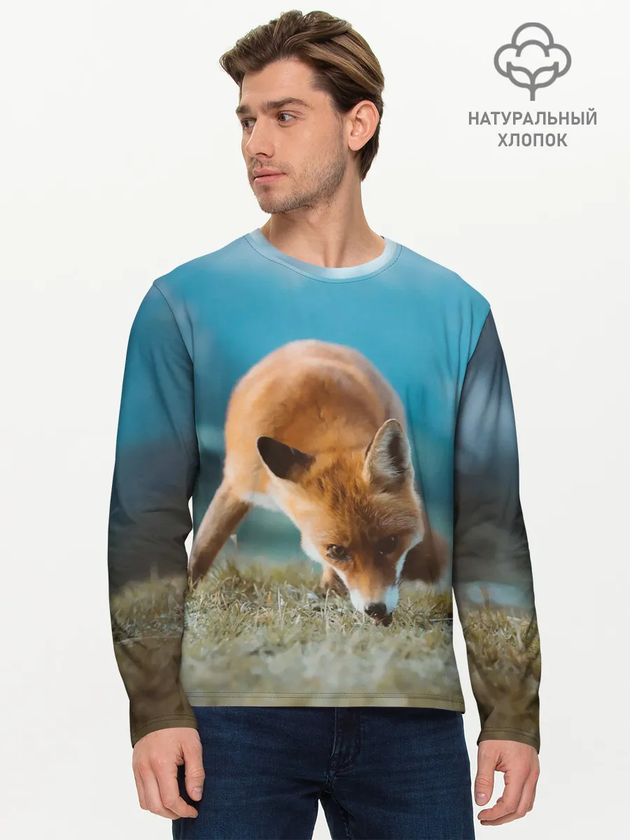 Мужской лонгслив базовый / Милая лисичка