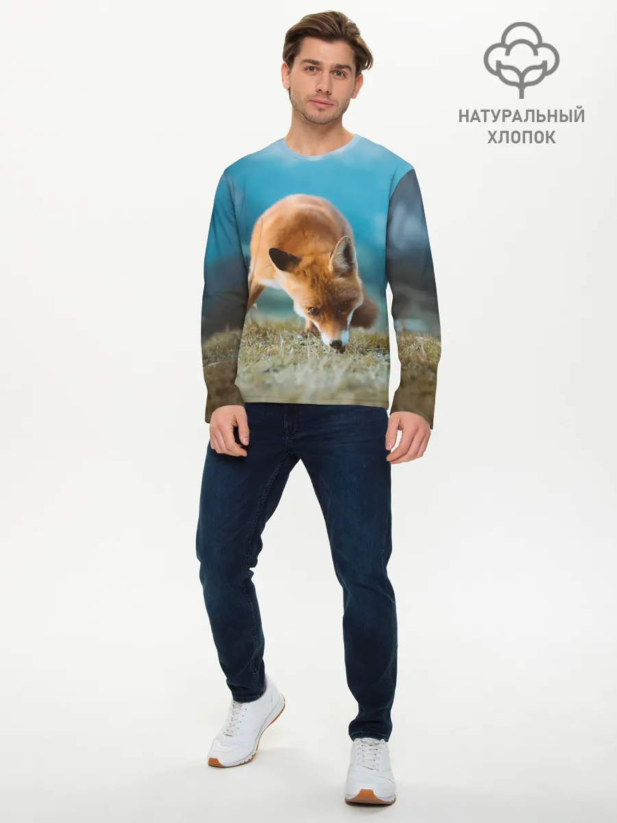 Мужской лонгслив базовый / Милая лисичка