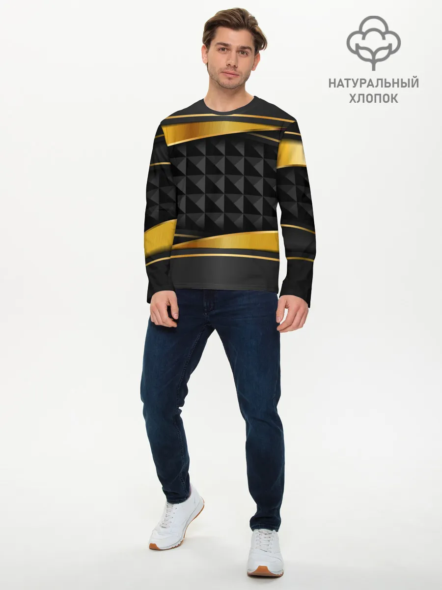 Мужской лонгслив базовый / 3D luxury black gold Плиты 3Д