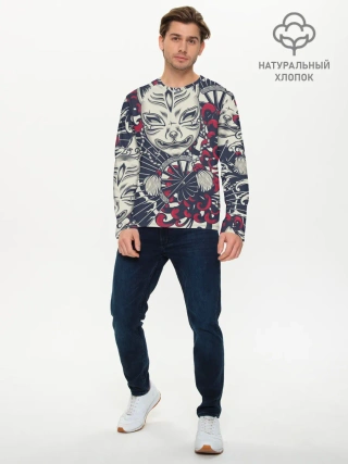 Мужской лонгслив базовый / Кицунэ | Маска лисы