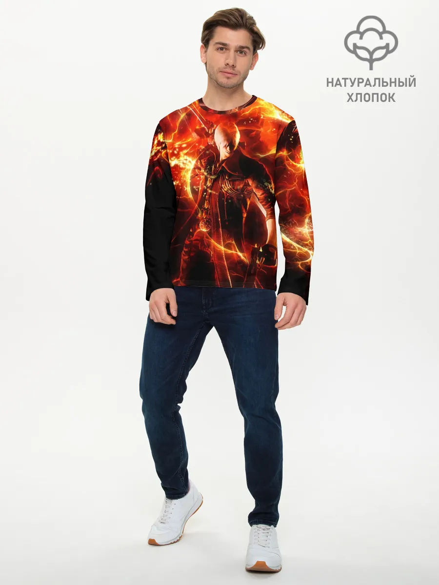 Мужской лонгслив базовый / Данте в огне