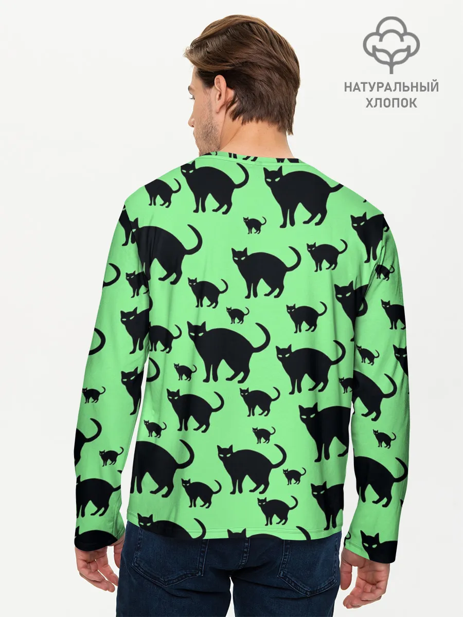 Мужской лонгслив базовый / Кошачий фон