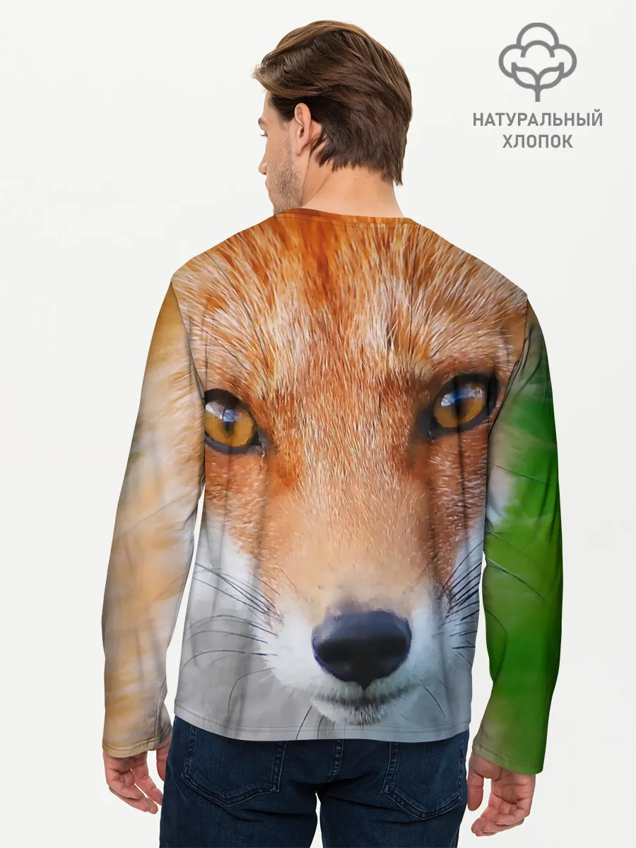 Мужской лонгслив базовый / Крупно мордочка лисы