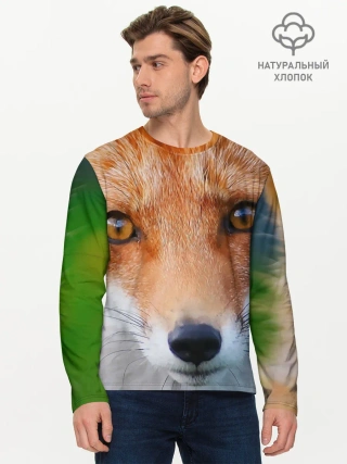 Мужской лонгслив базовый / Крупно мордочка лисы