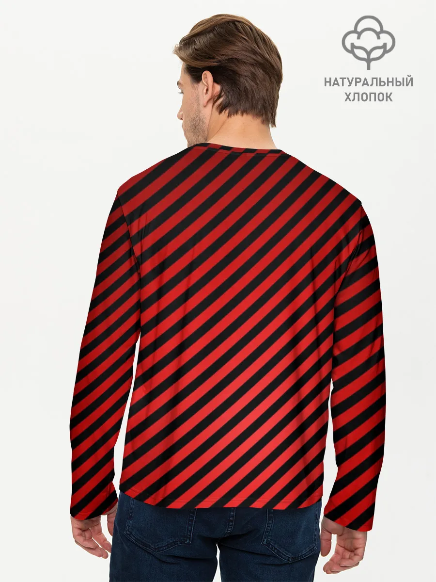 Мужской лонгслив базовый / Красные полосы